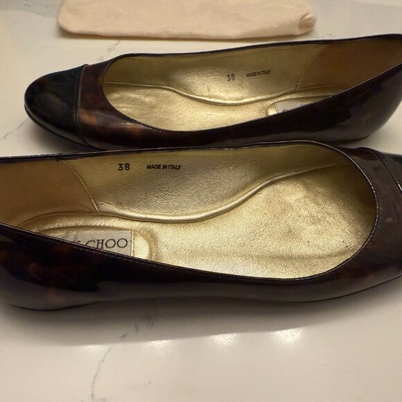 Jimmy Choo Tortoise Shell Flats Size 38 - Picture 8 of 10